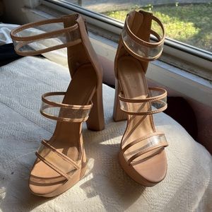 Nude chunky heels size 8